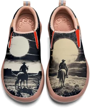 Onehorse Men's Leather Loafers Slip-on Casual Travel Shoes Cowboy Painted Footwear