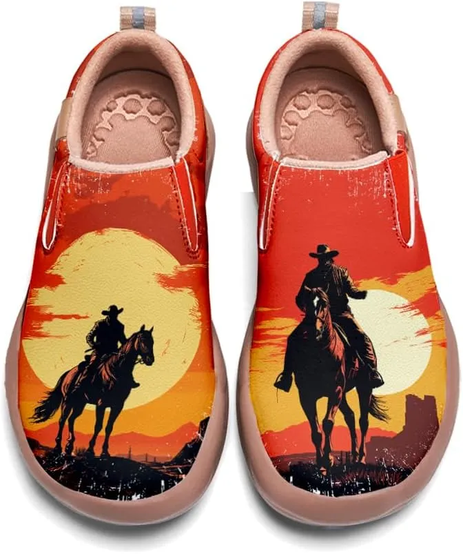 Onehorse Men's Leather Loafers Slip-on Casual Travel Shoes Cowboy Painted Footwear