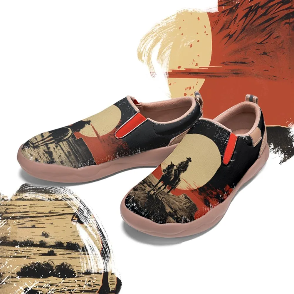Onehorse Men's Leather Loafers Slip-on Casual Travel Shoes Cowboy Painted Footwear
