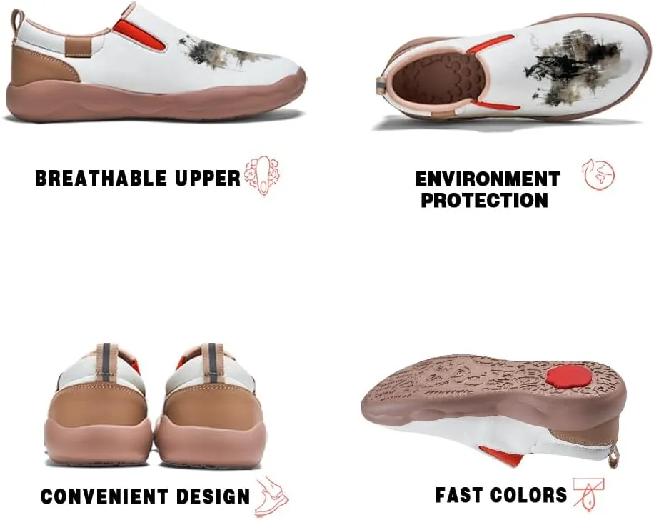 Onehorse Men's Leather Loafers Slip-on Casual Travel Shoes Cowboy Painted Footwear