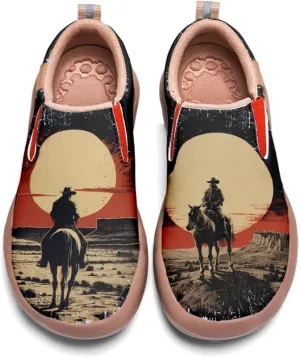 Onehorse Men's Leather Loafers Slip-on Casual Travel Shoes Cowboy Painted Footwear