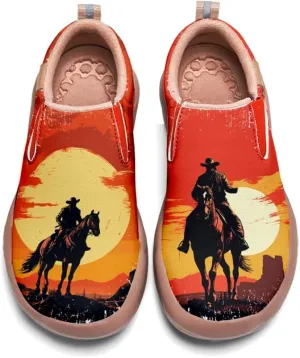 Onehorse Men's Leather Loafers Slip-on Casual Travel Shoes Cowboy Painted Footwear
