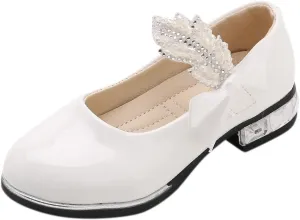 Princess Girls PU Leather Mary Jane Ballet Flat𝘀 Low Heel School Wedding Par𝘁y Dress Shoes for Toddler Kids