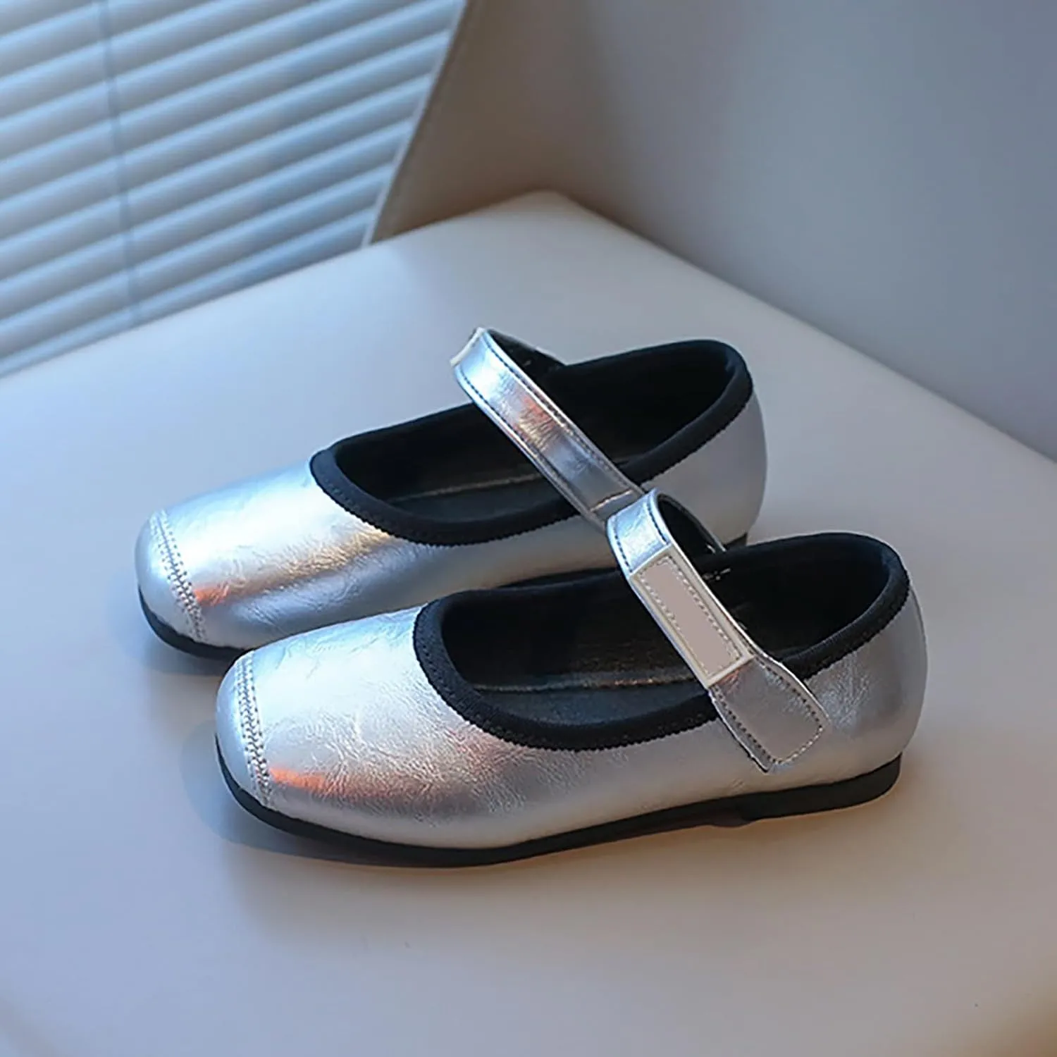 PU Leather Ballet Flat𝐬 for Girls Wedding Part𝐲 School 𝗨niform Mary Jane Shoes Little Kid Baptism Dress Shoes
