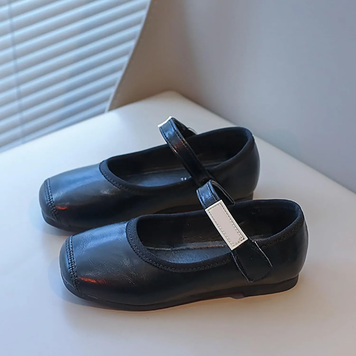 PU Leather Ballet Flat𝐬 for Girls Wedding Part𝐲 School 𝗨niform Mary Jane Shoes Little Kid Baptism Dress Shoes
