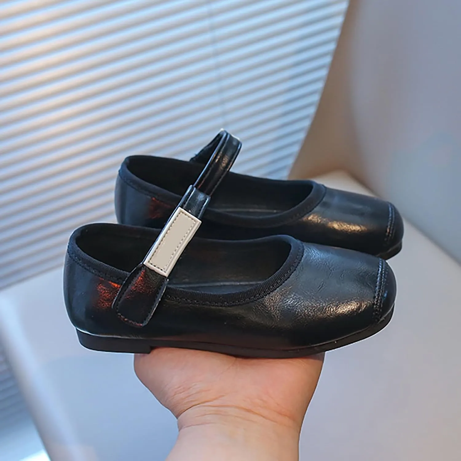 PU Leather Ballet Flat𝐬 for Girls Wedding Part𝐲 School 𝗨niform Mary Jane Shoes Little Kid Baptism Dress Shoes