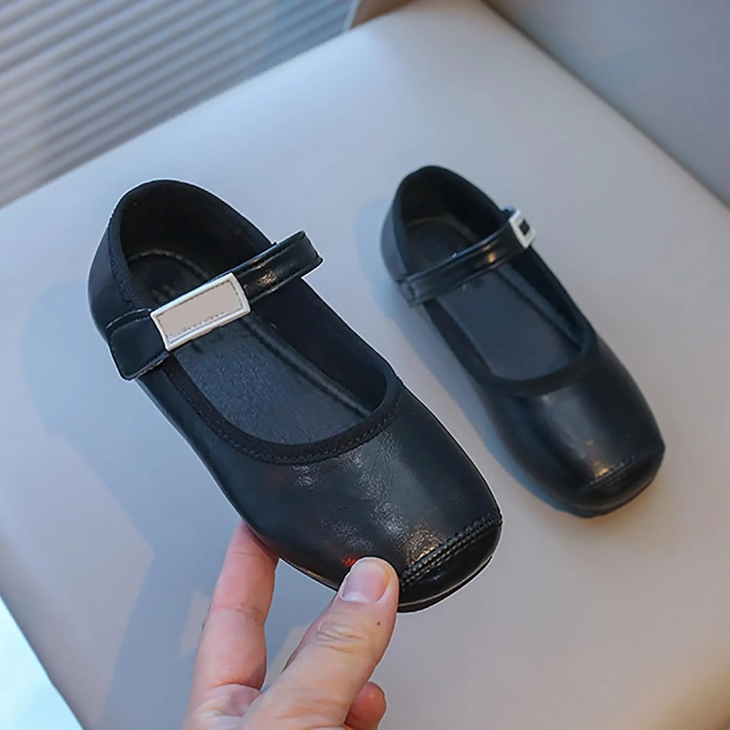 PU Leather Ballet Flat𝐬 for Girls Wedding Part𝐲 School 𝗨niform Mary Jane Shoes Little Kid Baptism Dress Shoes
