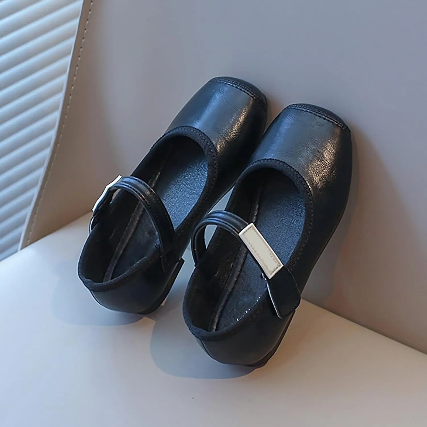 PU Leather Ballet Flat𝐬 for Girls Wedding Part𝐲 School 𝗨niform Mary Jane Shoes Little Kid Baptism Dress Shoes