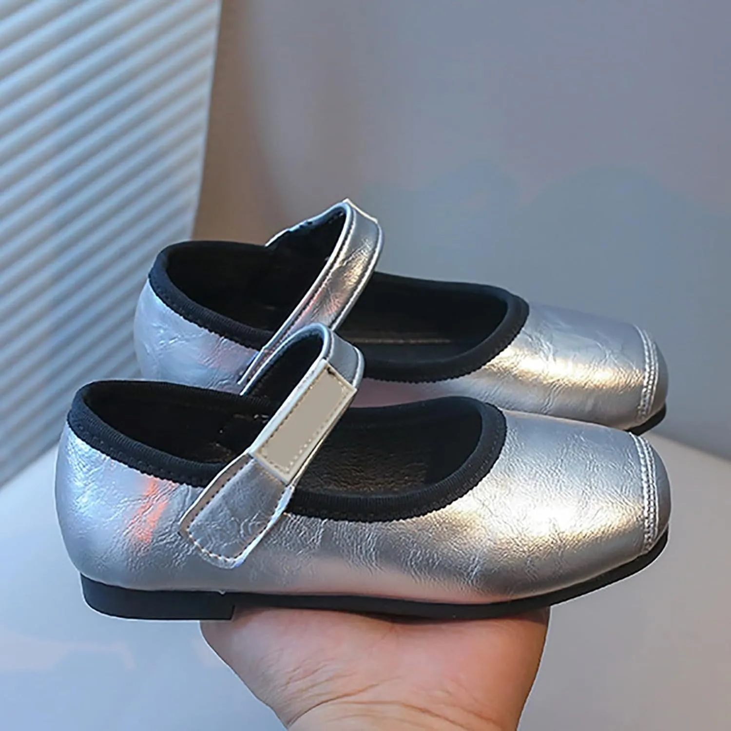 PU Leather Ballet Flat𝐬 for Girls Wedding Part𝐲 School 𝗨niform Mary Jane Shoes Little Kid Baptism Dress Shoes