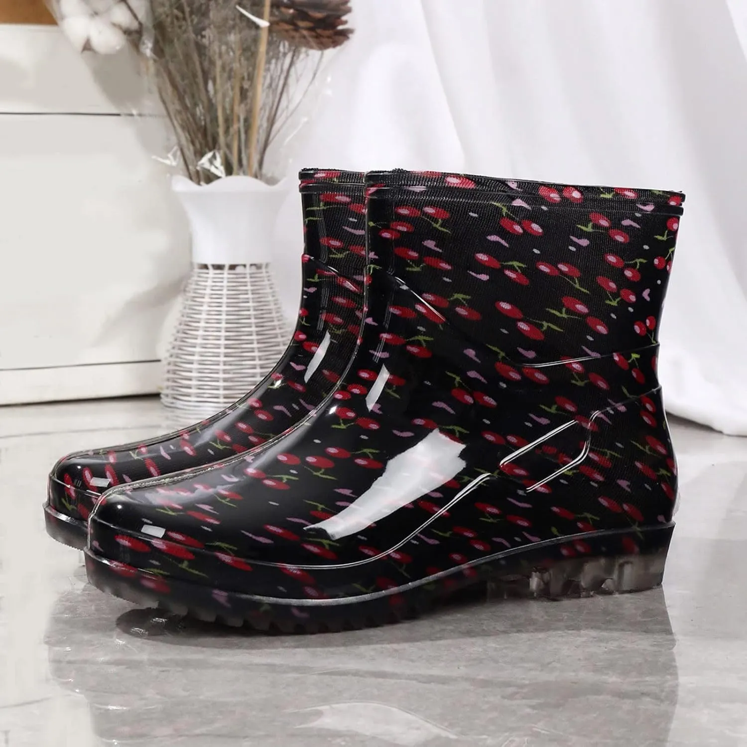 Rain Boots for Women Rain Boot Mid Calf Waterproof Garden Fashion Rainboots Light Anti-slipping Comfortable Insole Shoes