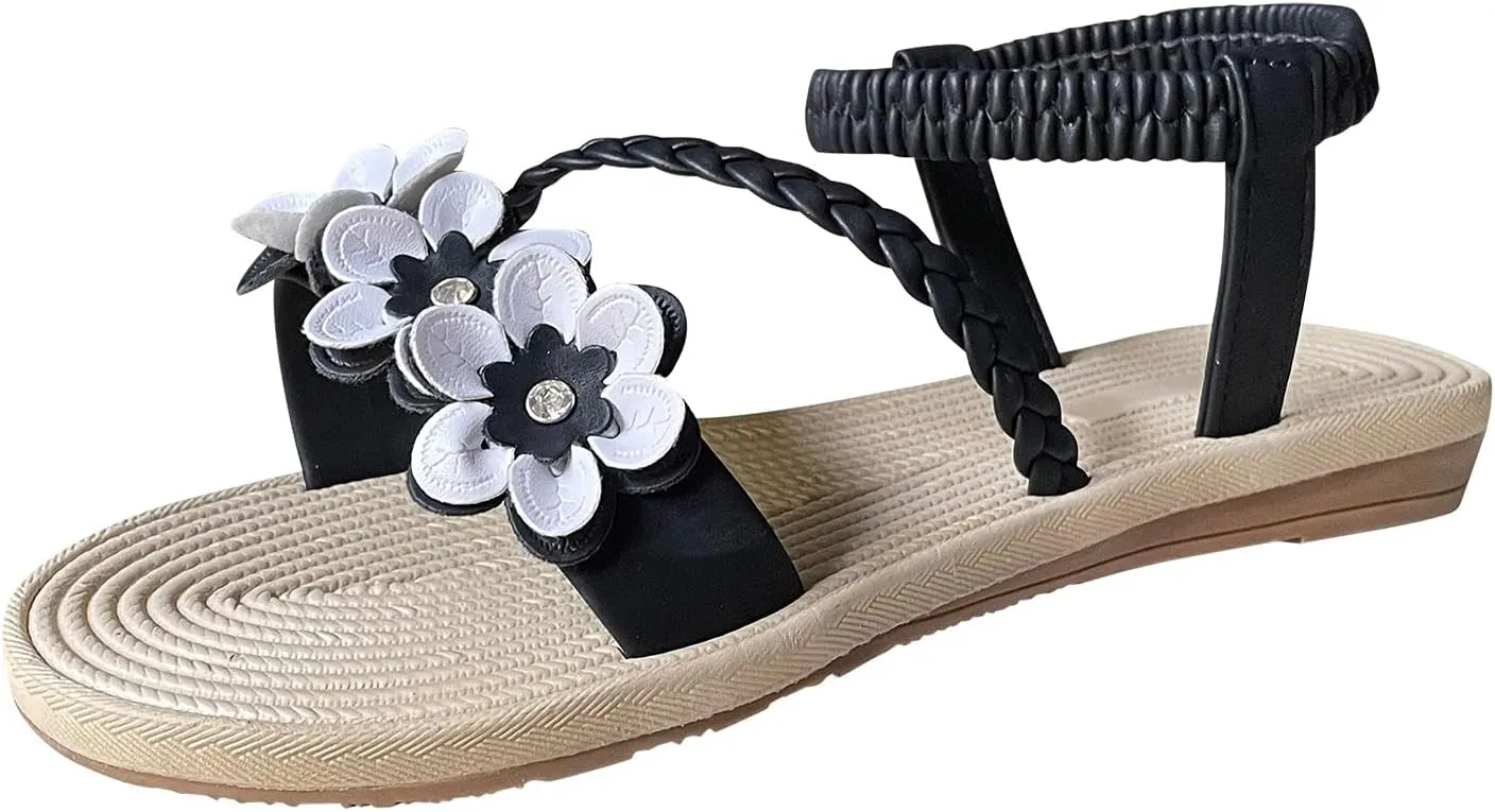 Sandals Breathable Women's Roman Outdoor Diamond Fashion Leisure Shoes Casual Women's Bling Flat Sandals for