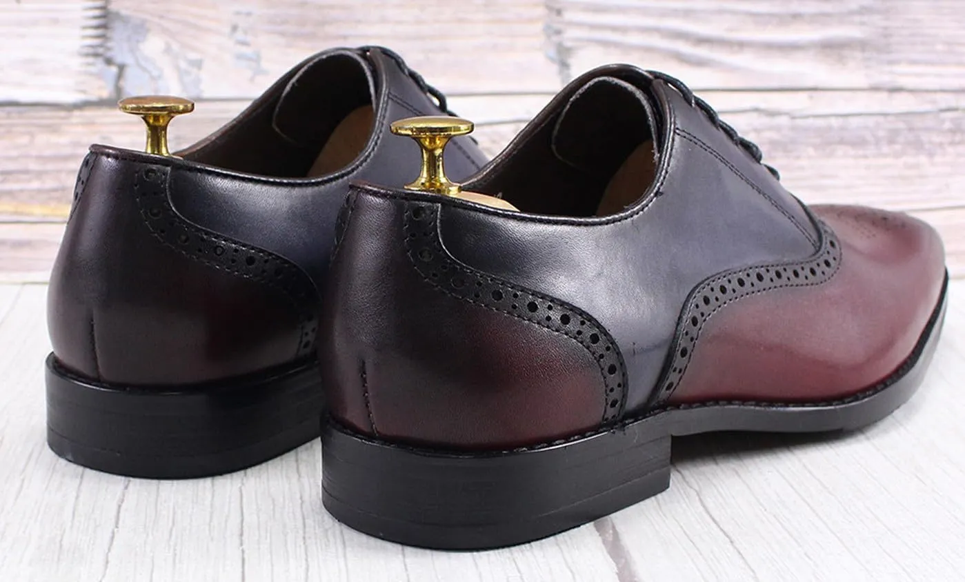 Santimon Mens Oxfords Formal Dress Suit Shoes Genunie Leather Wingtip Brogues Modern Luxury Two Tone Derby Fashion Prom Wedding Business Casual Comfortable Tuxedo Shoes for Men