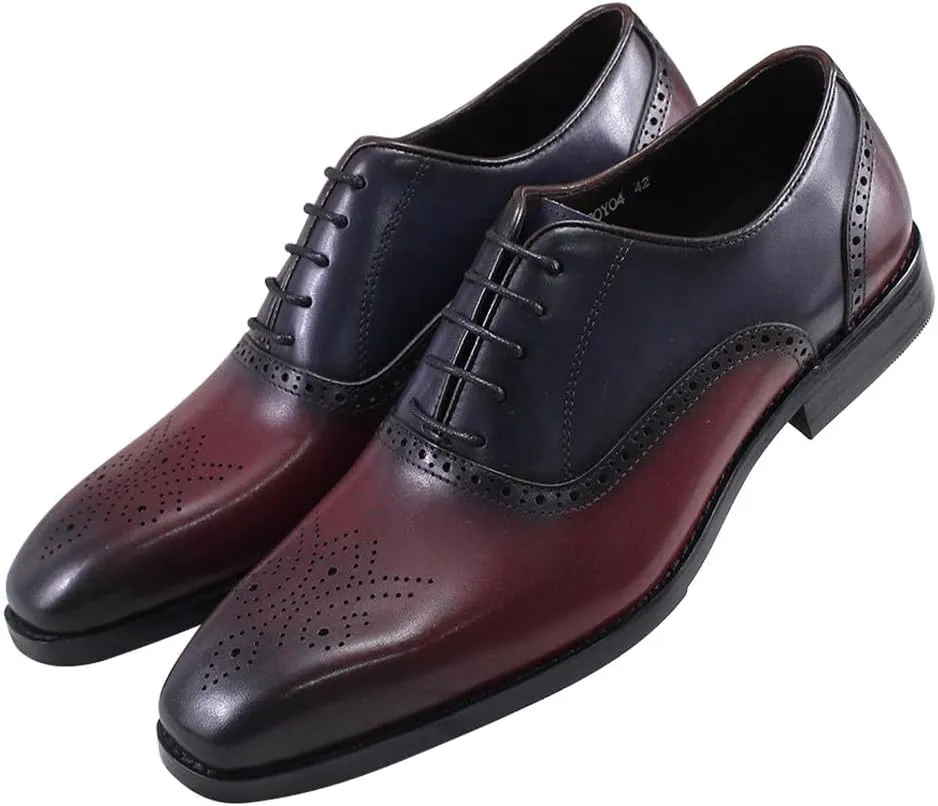 Santimon Mens Oxfords Formal Dress Suit Shoes Genunie Leather Wingtip Brogues Modern Luxury Two Tone Derby Fashion Prom Wedding Business Casual Comfortable Tuxedo Shoes for Men