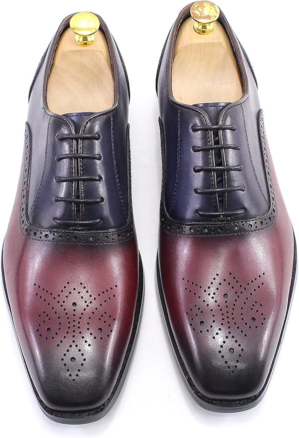 Santimon Mens Oxfords Formal Dress Suit Shoes Genunie Leather Wingtip Brogues Modern Luxury Two Tone Derby Fashion Prom Wedding Business Casual Comfortable Tuxedo Shoes for Men