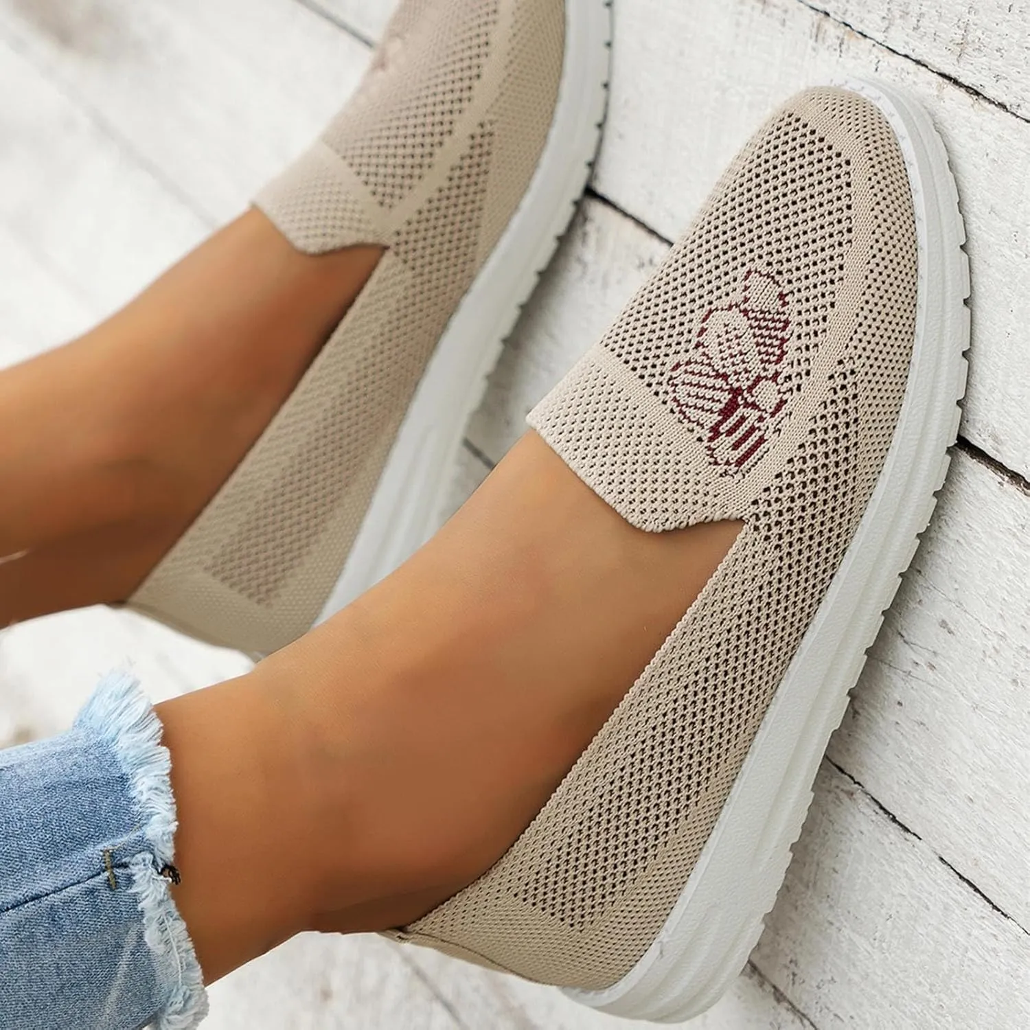 SBGMoSJ Women Sneakers Size 10 Slip On Women's Athletic Shoes 9 Wide Sneakers Women Trendy Fashion Walking Sneakers for Women Wide Toe Walking Shoes Women