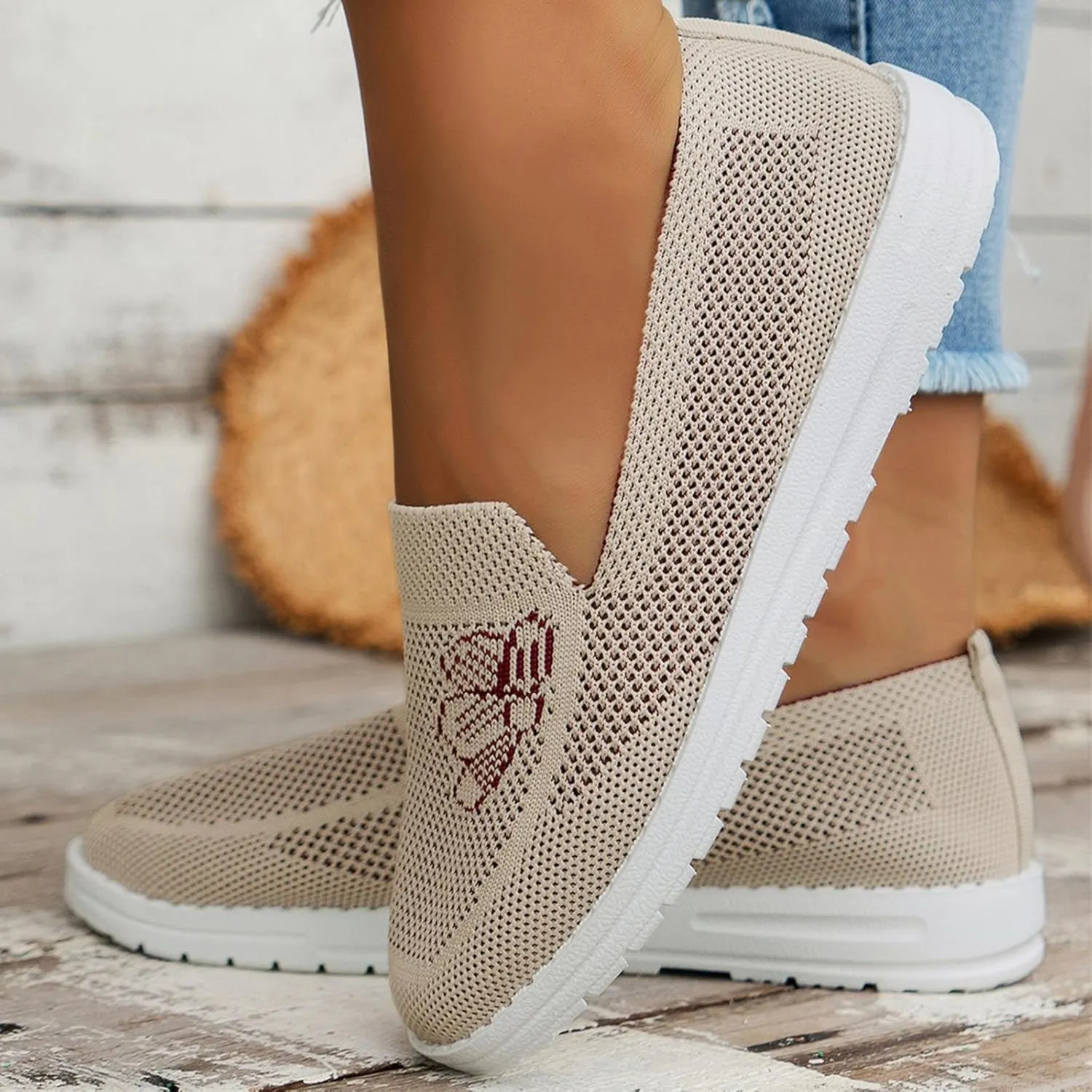 SBGMoSJ Women Sneakers Size 10 Slip On Women's Athletic Shoes 9 Wide Sneakers Women Trendy Fashion Walking Sneakers for Women Wide Toe Walking Shoes Women