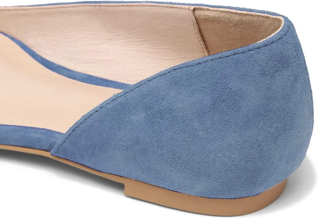 SHODENSE Women Pointed Closed Toe Flats Shoes Slip On Suede Ballet Flats Cut-Out Flat Heel Dress Flats Ladies Office Work Flat Shoes Comfortable Wedding Ball Club Driver Flats Loafer Casual 4-11 M US