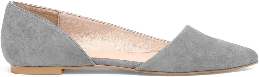 SHODENSE Women Pointed Closed Toe Flats Shoes Slip On Suede Ballet Flats Cut-Out Flat Heel Dress Flats Ladies Office Work Flat Shoes Comfortable Wedding Ball Club Driver Flats Loafer Casual 4-11 M US