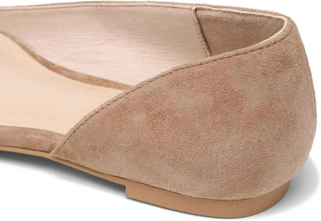 SHODENSE Women Pointed Closed Toe Flats Shoes Slip On Suede Ballet Flats Cut-Out Flat Heel Dress Flats Ladies Office Work Flat Shoes Comfortable Wedding Ball Club Driver Flats Loafer Casual 4-11 M US