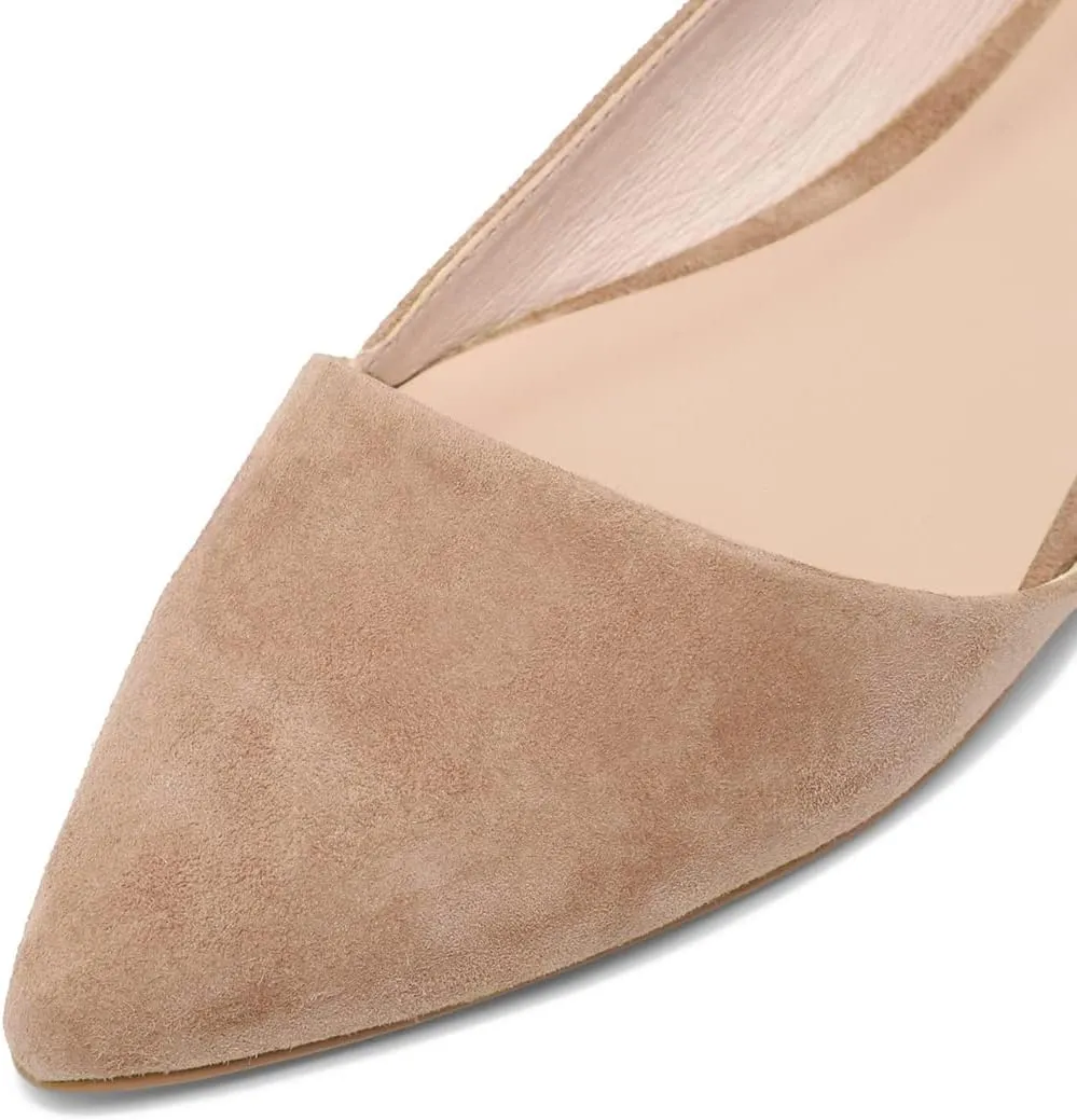 SHODENSE Women Pointed Closed Toe Flats Shoes Slip On Suede Ballet Flats Cut-Out Flat Heel Dress Flats Ladies Office Work Flat Shoes Comfortable Wedding Ball Club Driver Flats Loafer Casual 4-11 M US