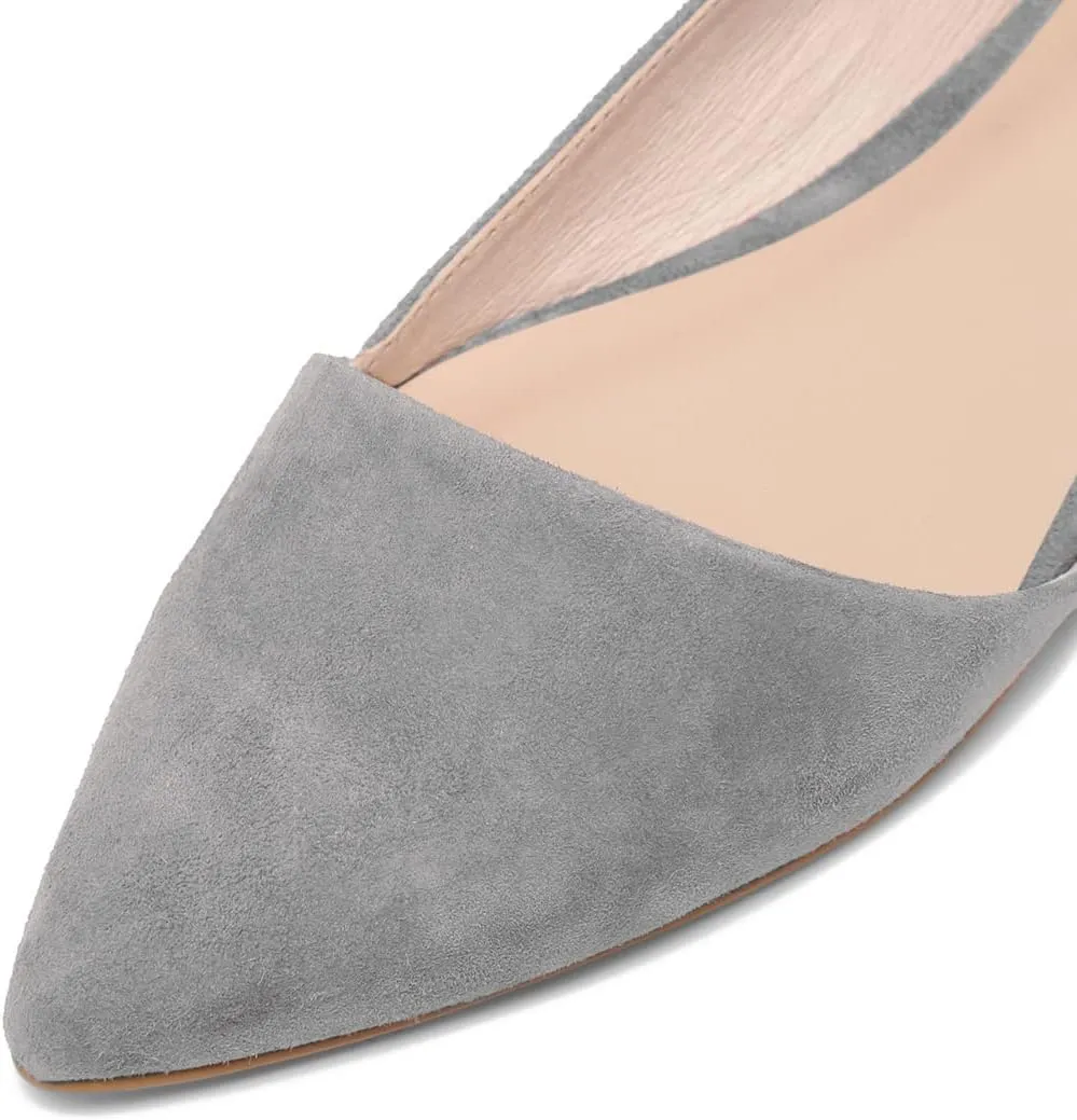 SHODENSE Women Pointed Closed Toe Flats Shoes Slip On Suede Ballet Flats Cut-Out Flat Heel Dress Flats Ladies Office Work Flat Shoes Comfortable Wedding Ball Club Driver Flats Loafer Casual 4-11 M US