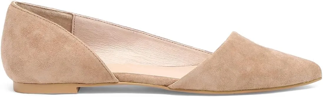 SHODENSE Women Pointed Closed Toe Flats Shoes Slip On Suede Ballet Flats Cut-Out Flat Heel Dress Flats Ladies Office Work Flat Shoes Comfortable Wedding Ball Club Driver Flats Loafer Casual 4-11 M US