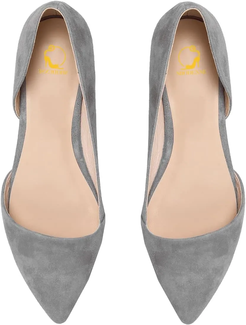 SHODENSE Women Pointed Closed Toe Flats Shoes Slip On Suede Ballet Flats Cut-Out Flat Heel Dress Flats Ladies Office Work Flat Shoes Comfortable Wedding Ball Club Driver Flats Loafer Casual 4-11 M US