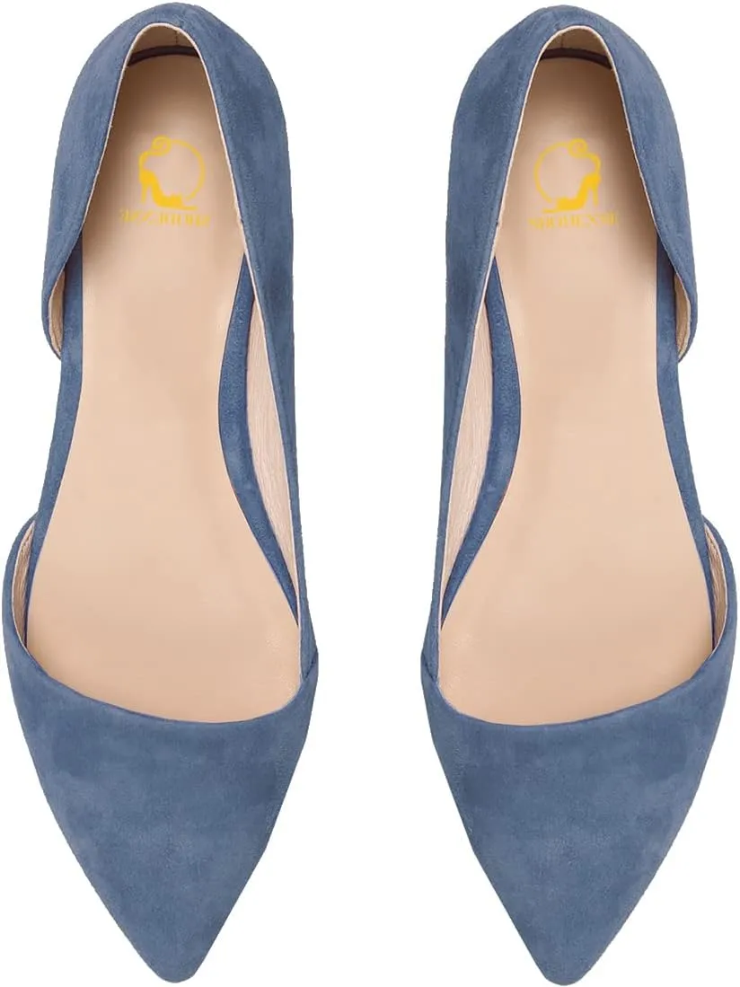 SHODENSE Women Pointed Closed Toe Flats Shoes Slip On Suede Ballet Flats Cut-Out Flat Heel Dress Flats Ladies Office Work Flat Shoes Comfortable Wedding Ball Club Driver Flats Loafer Casual 4-11 M US