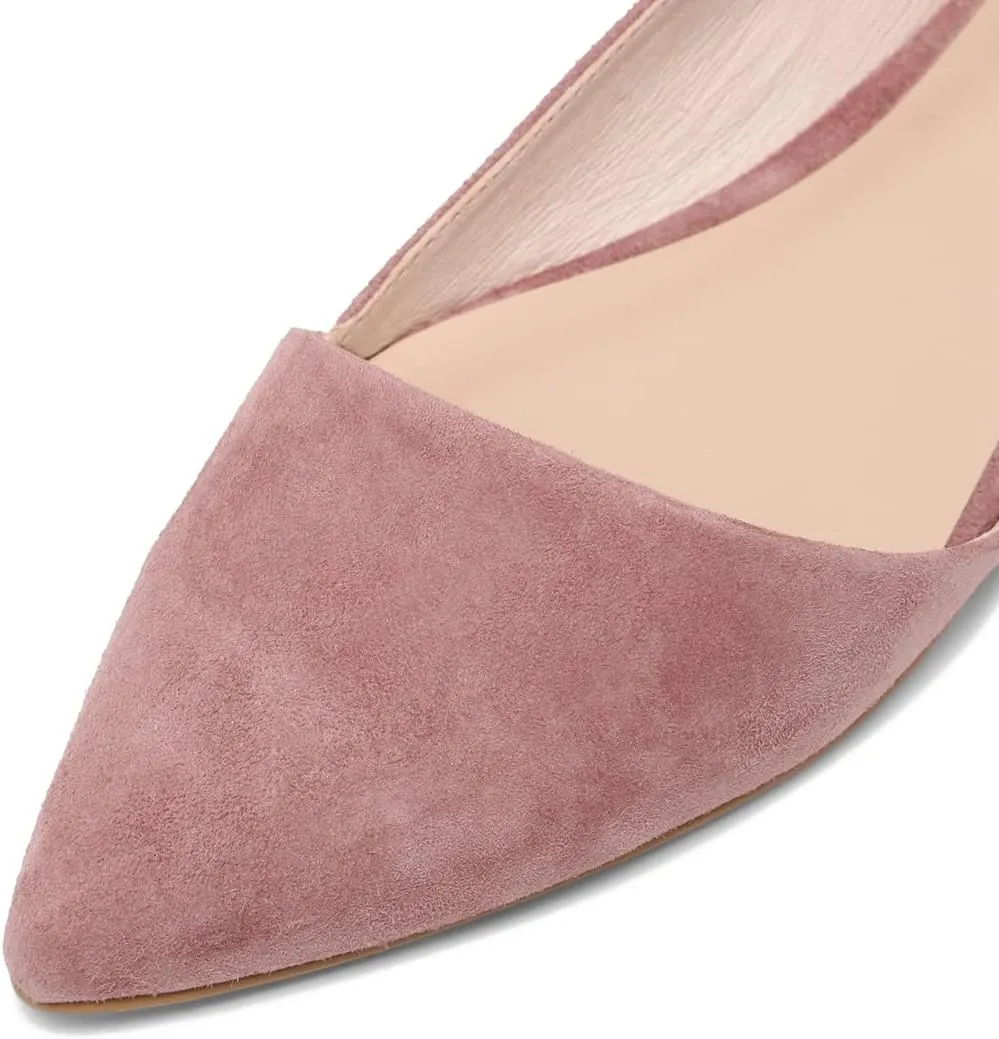 SHODENSE Women Pointed Closed Toe Flats Shoes Slip On Suede Ballet Flats Cut-Out Flat Heel Dress Flats Ladies Office Work Flat Shoes Comfortable Wedding Ball Club Driver Flats Loafer Casual 4-11 M US