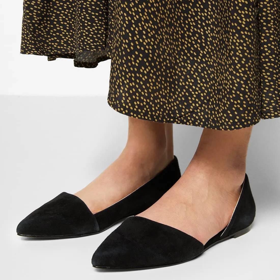 SHODENSE Women Pointed Closed Toe Flats Shoes Slip On Suede Ballet Flats Cut-Out Flat Heel Dress Flats Ladies Office Work Flat Shoes Comfortable Wedding Ball Club Driver Flats Loafer Casual 4-11 M US