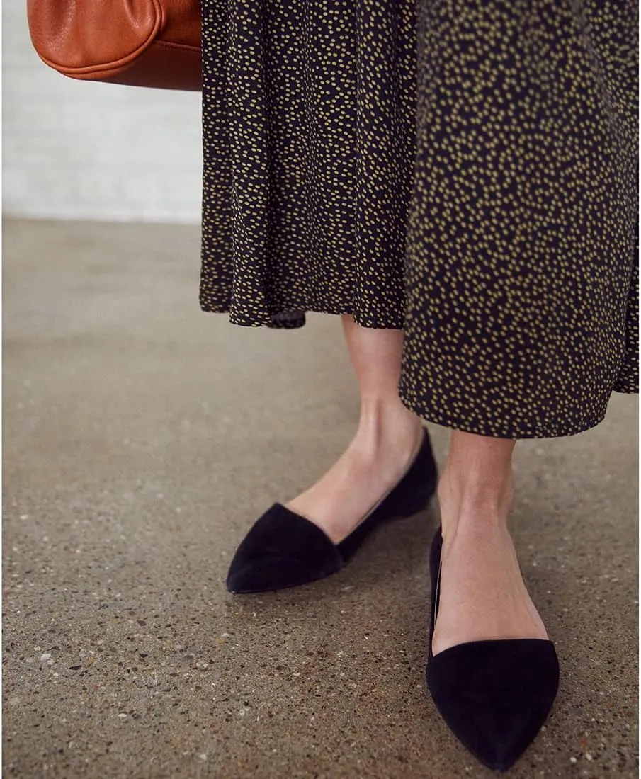 SHODENSE Women Pointed Closed Toe Flats Shoes Slip On Suede Ballet Flats Cut-Out Flat Heel Dress Flats Ladies Office Work Flat Shoes Comfortable Wedding Ball Club Driver Flats Loafer Casual 4-11 M US