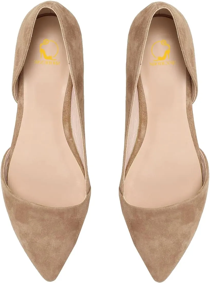 SHODENSE Women Pointed Closed Toe Flats Shoes Slip On Suede Ballet Flats Cut-Out Flat Heel Dress Flats Ladies Office Work Flat Shoes Comfortable Wedding Ball Club Driver Flats Loafer Casual 4-11 M US