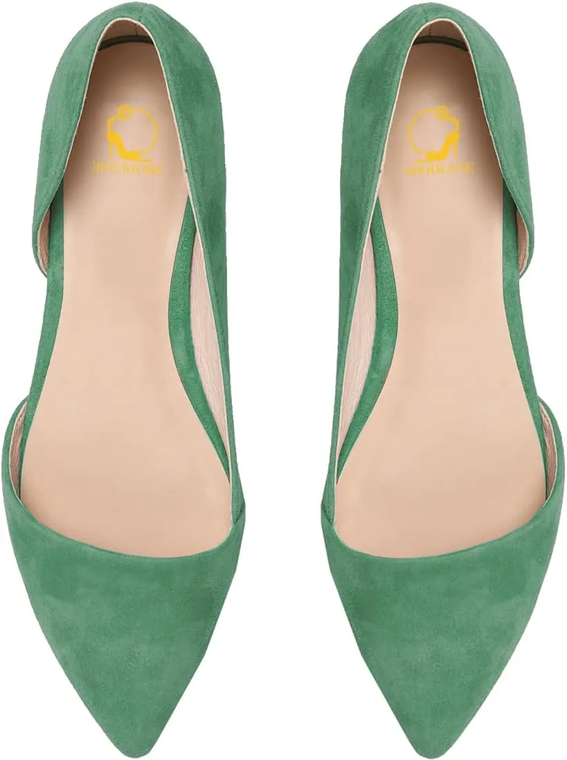 SHODENSE Women Pointed Closed Toe Flats Shoes Slip On Suede Ballet Flats Cut-Out Flat Heel Dress Flats Ladies Office Work Flat Shoes Comfortable Wedding Ball Club Driver Flats Loafer Casual 4-11 M US