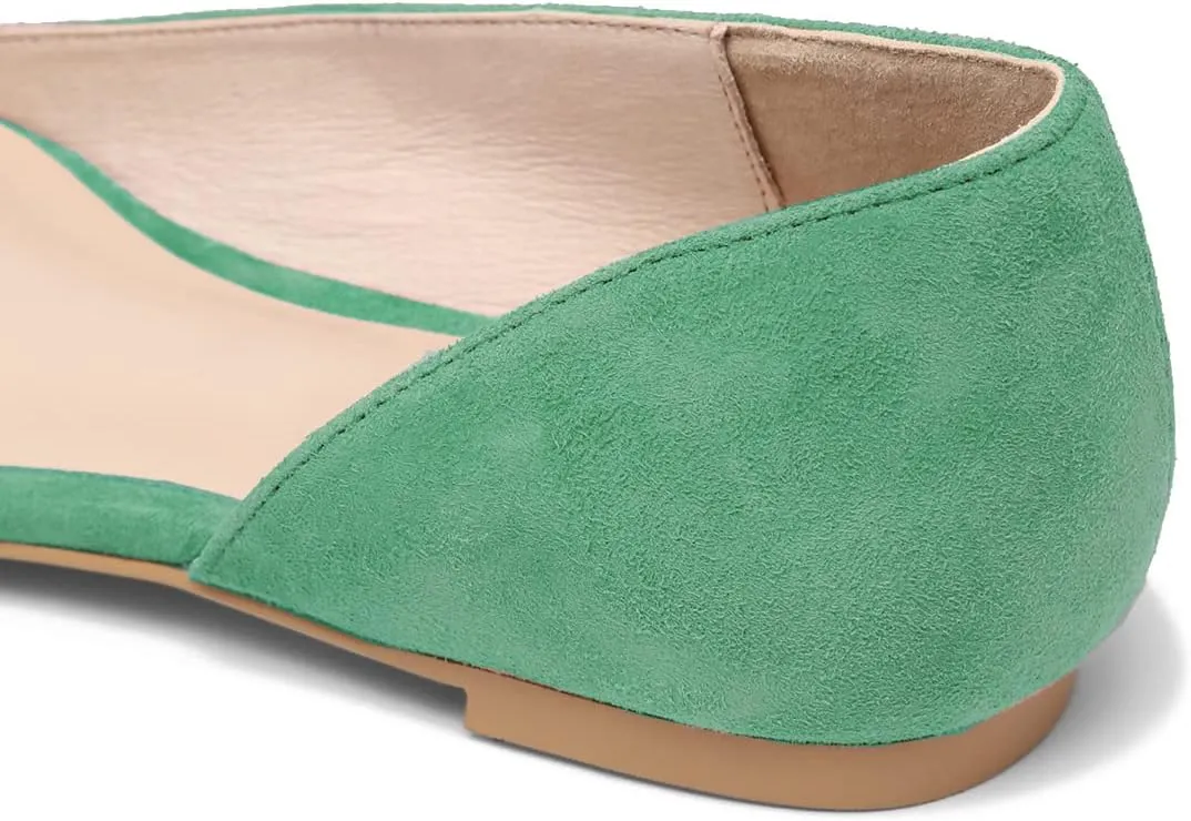 SHODENSE Women Pointed Closed Toe Flats Shoes Slip On Suede Ballet Flats Cut-Out Flat Heel Dress Flats Ladies Office Work Flat Shoes Comfortable Wedding Ball Club Driver Flats Loafer Casual 4-11 M US