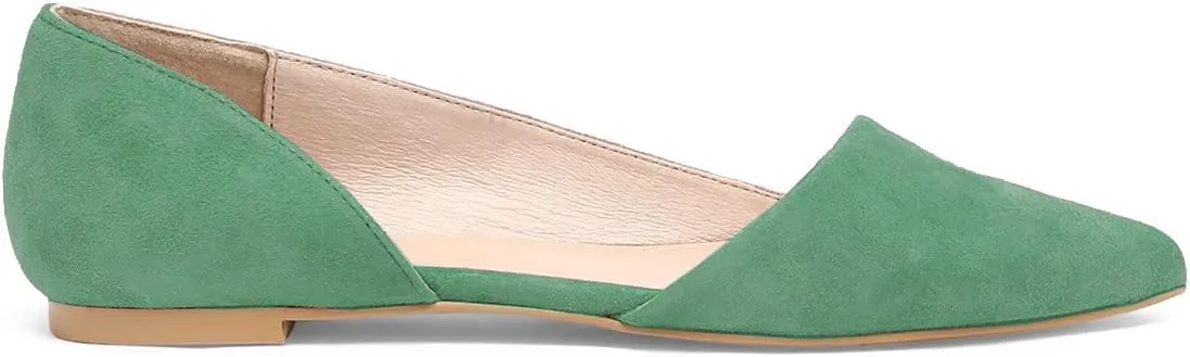 SHODENSE Women Pointed Closed Toe Flats Shoes Slip On Suede Ballet Flats Cut-Out Flat Heel Dress Flats Ladies Office Work Flat Shoes Comfortable Wedding Ball Club Driver Flats Loafer Casual 4-11 M US