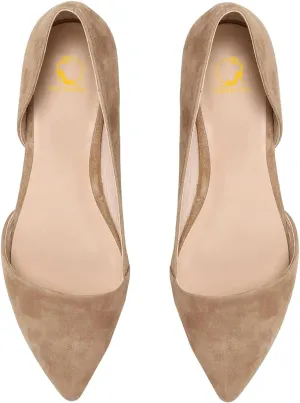 SHODENSE Women Pointed Closed Toe Flats Shoes Slip On Suede Ballet Flats Cut-Out Flat Heel Dress Flats Ladies Office Work Flat Shoes Comfortable Wedding Ball Club Driver Flats Loafer Casual 4-11 M US
