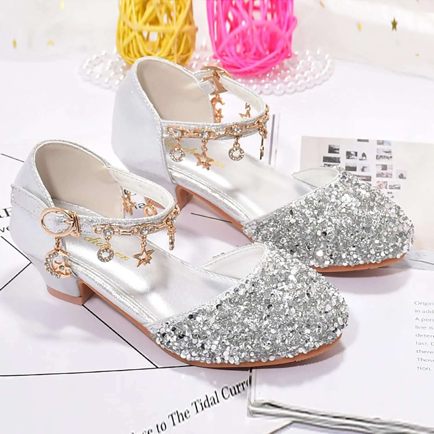 Shoes Baby Girls Low Heel Dress Shoes Sparkle Mary Jane Flower Girls Wedding Birthday Party Prom Sandals Toddler