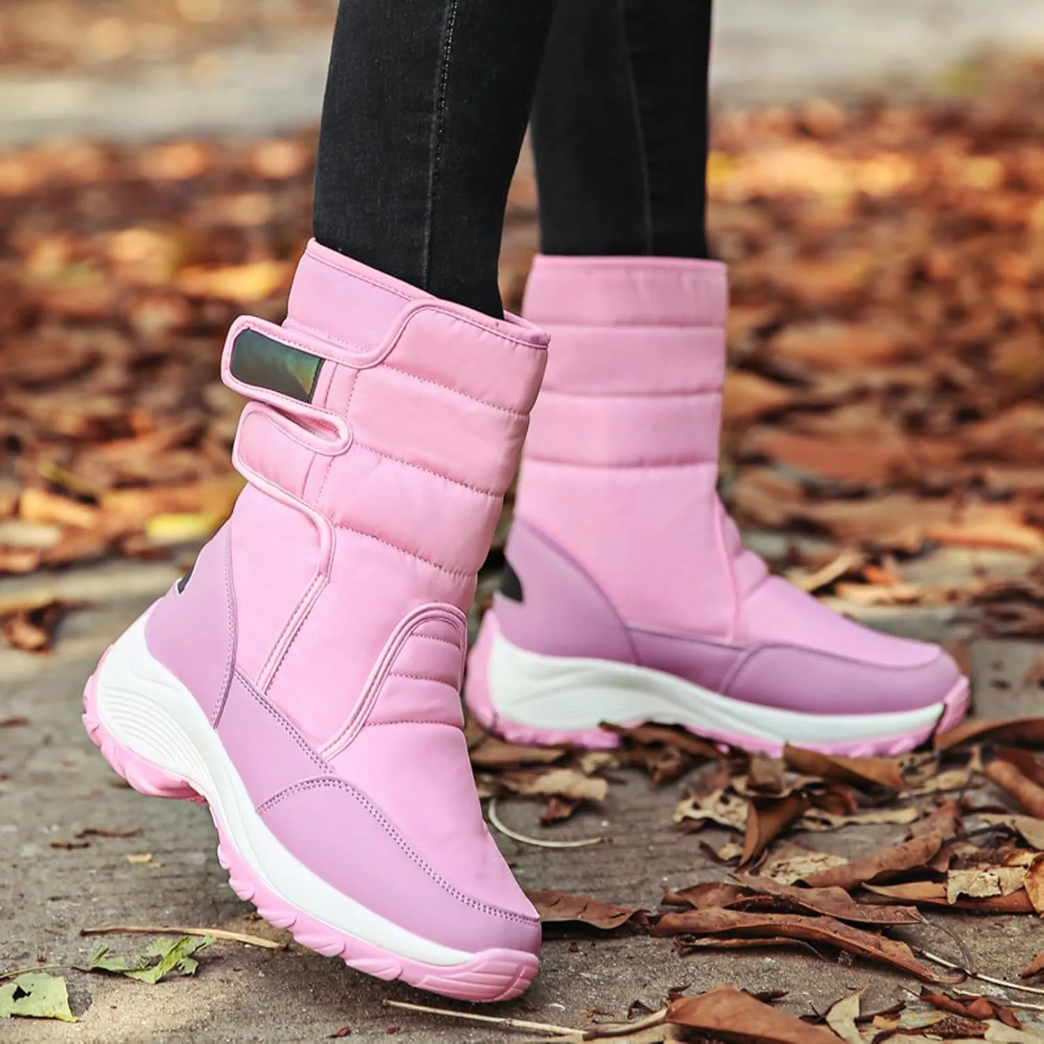 Slip On Snow Boots For Women Waterproof Winter Boots Wide Width Warm Boots Ski Boots Hiking Boots Mid Calf Boots