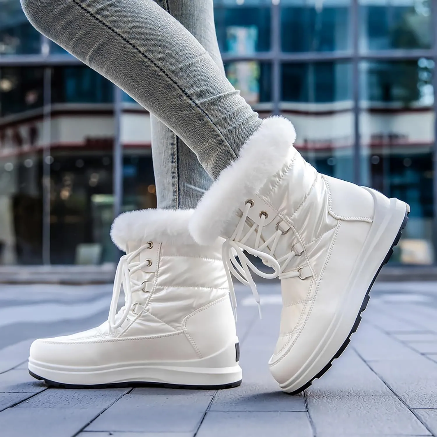 Slip On Snow Boots For Women Waterproof Winter Boots Wide Width Warm Boots Ski Boots Hiking Boots Mid Calf Boots