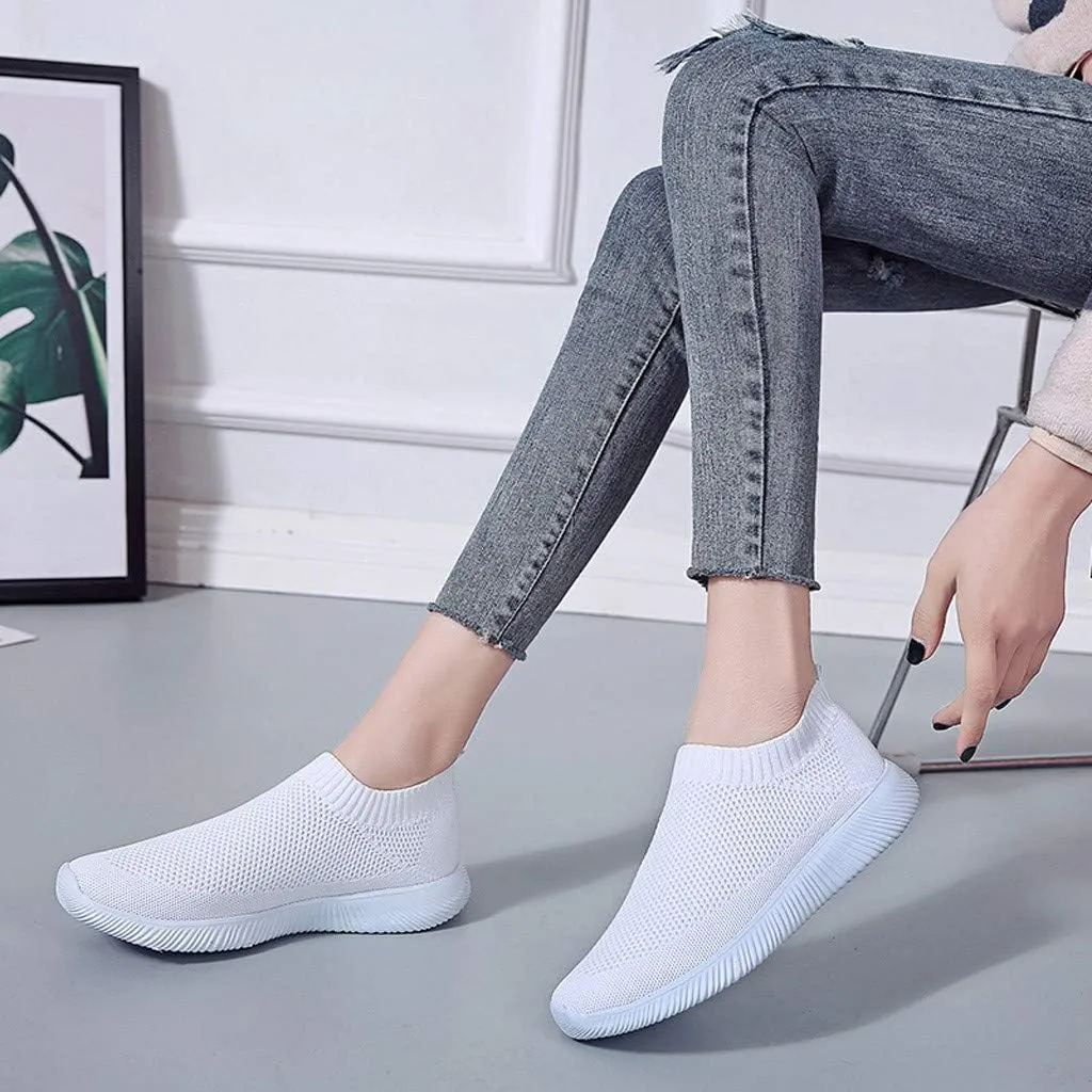 Sneakers for Women Running Shoes Slip On Casual Running Shoes for Women Mesh Breathable Dressy Casual Shoes Platform Sneakers Black Tennis Shoe White Loafers