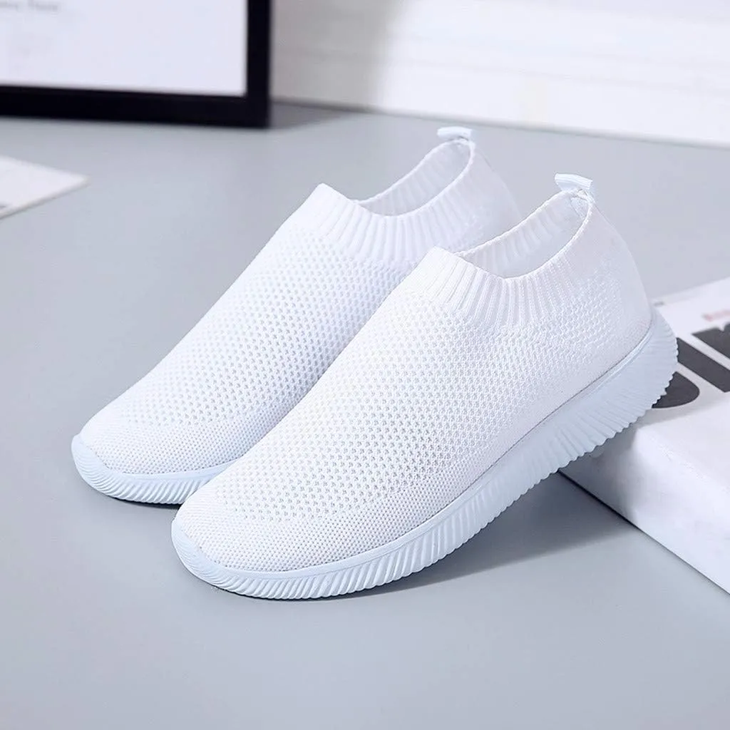Sneakers for Women Running Shoes Slip On Casual Running Shoes for Women Mesh Breathable Dressy Casual Shoes Platform Sneakers Black Tennis Shoe White Loafers