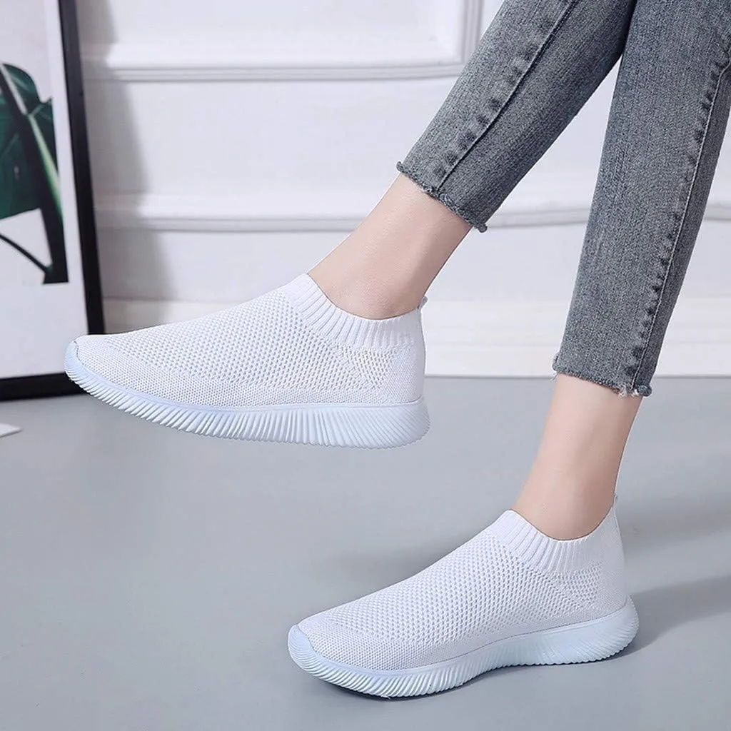 Sneakers for Women Running Shoes Slip On Casual Running Shoes for Women Mesh Breathable Dressy Casual Shoes Platform Sneakers Black Tennis Shoe White Loafers