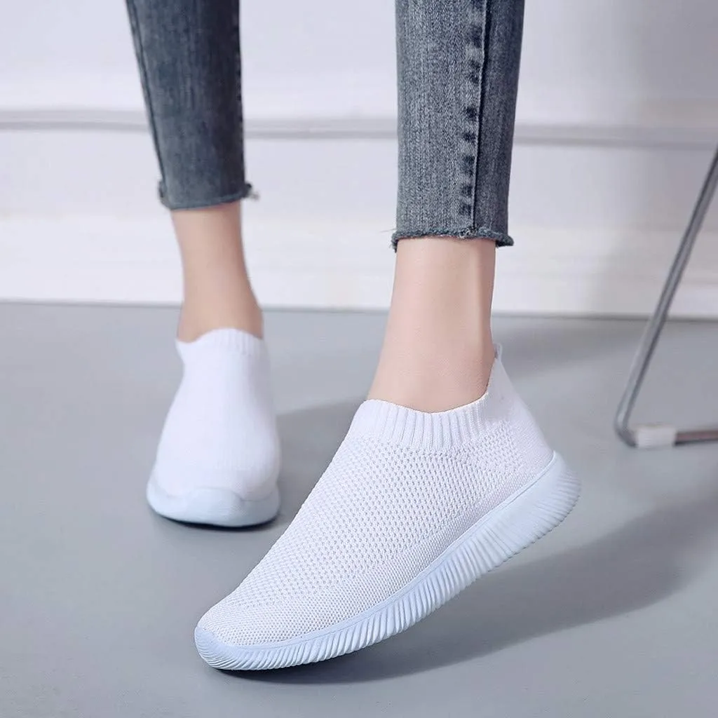 Sneakers for Women Running Shoes Slip On Casual Running Shoes for Women Mesh Breathable Dressy Casual Shoes Platform Sneakers Black Tennis Shoe White Loafers
