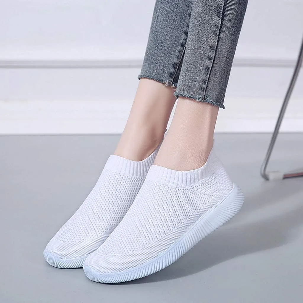 Sneakers for Women Running Shoes Slip On Casual Running Shoes for Women Mesh Breathable Dressy Casual Shoes Platform Sneakers Black Tennis Shoe White Loafers