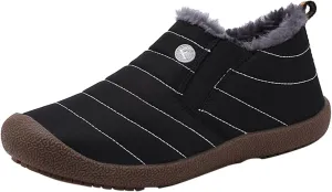Snow Boots for Women Faux Furry Lined Ankle Booties Low Heel Leather Fashion Slip on Comfortable Fall Winter Boots Black Zipper Retro Ladies Boots Women Booties