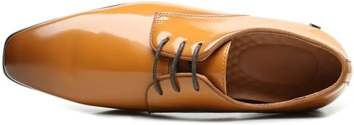 Sophisticated Men's Brogue Derby Dress Shoes - Full-Grain Leather Construction with Padded Collar for Weddings & Formal Gatherings