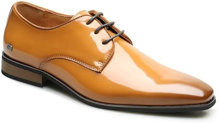 Sophisticated Men's Brogue Derby Dress Shoes - Full-Grain Leather Construction with Padded Collar for Weddings & Formal Gatherings