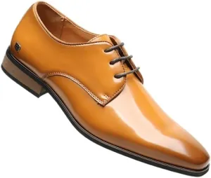 Sophisticated Men's Brogue Derby Dress Shoes - Full-Grain Leather Construction with Padded Collar for Weddings & Formal Gatherings
