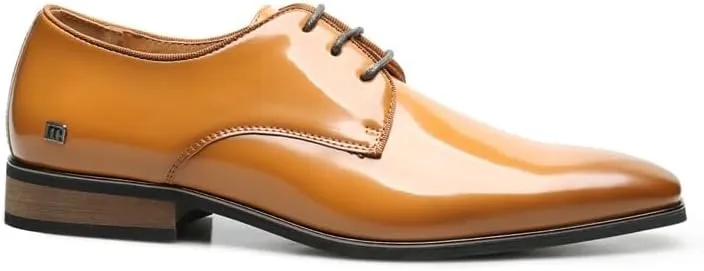 Sophisticated Men's Brogue Derby Dress Shoes - Full-Grain Leather Construction with Padded Collar for Weddings & Formal Gatherings