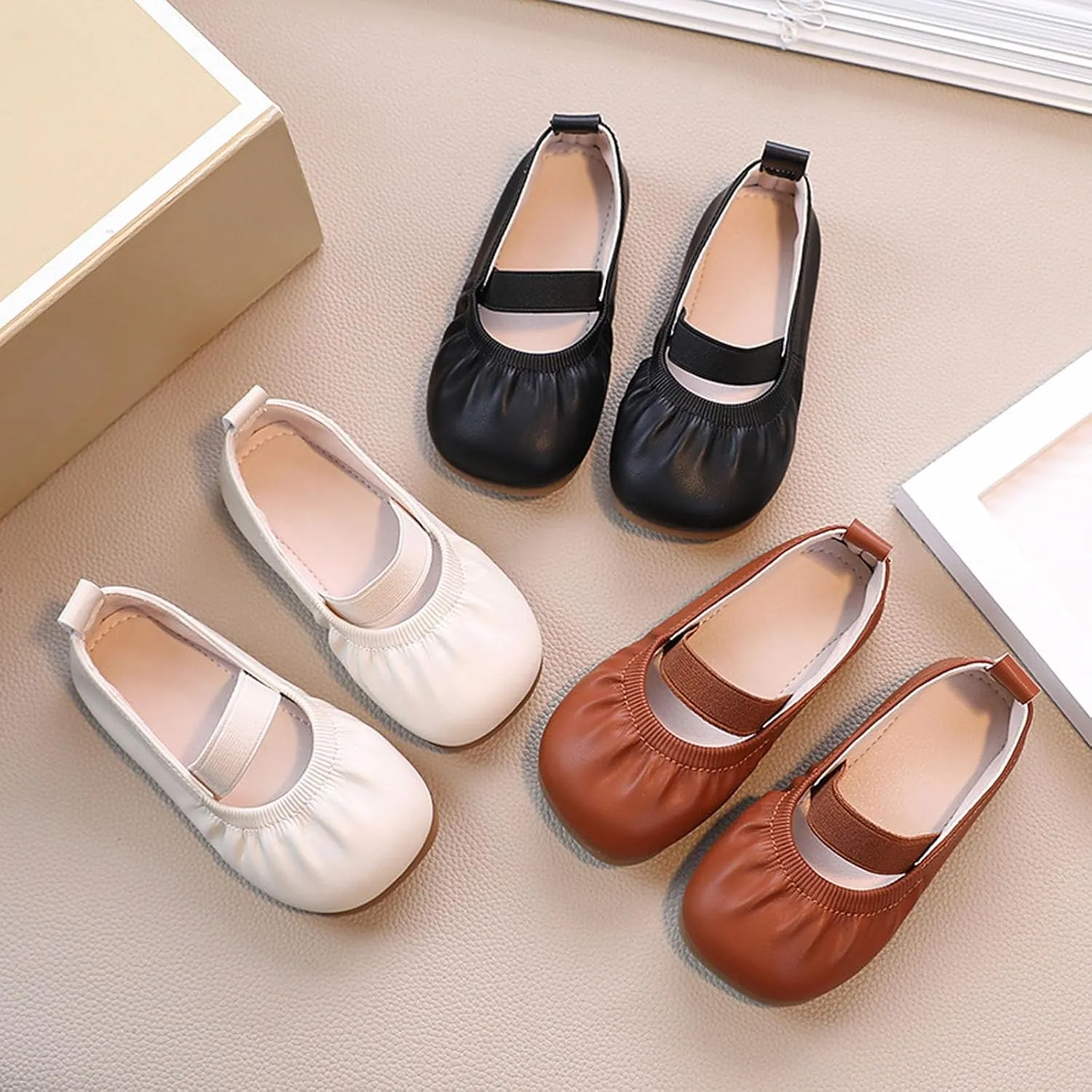 Toddler Ballet Shoes for Girls Soft Leather Ballet Slippers Ballet Shoes Dance Shoes for Girls Square Toe Ballet Flat𝐬